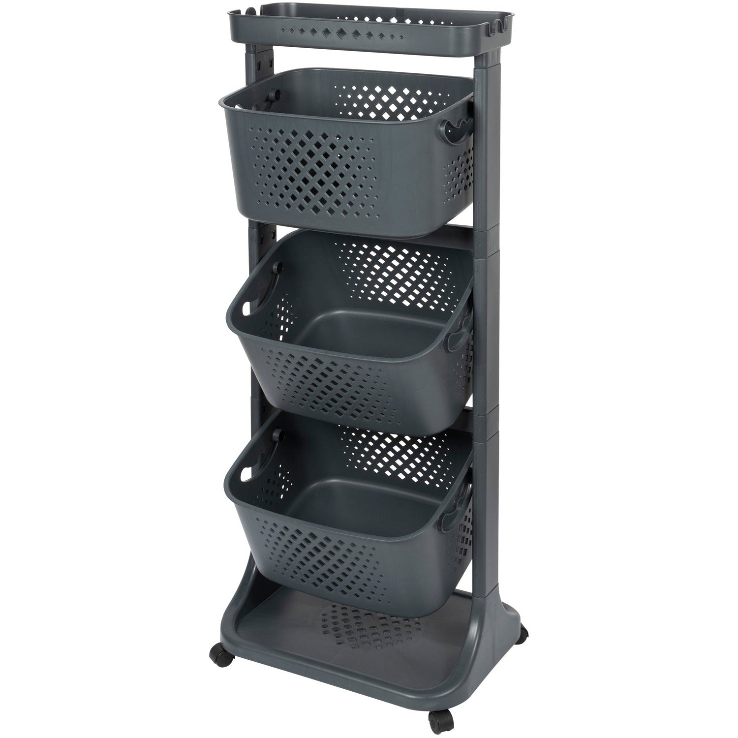 VESTIAMO CASA - Carrello multiuso nero in plastica Karry All - h112x44x29 cm